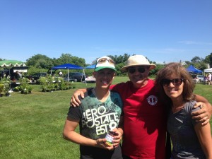 people at farm event smiling 